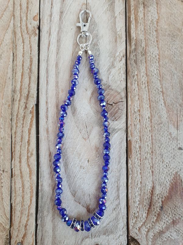Keyschain Perle de Verre Cristal blue