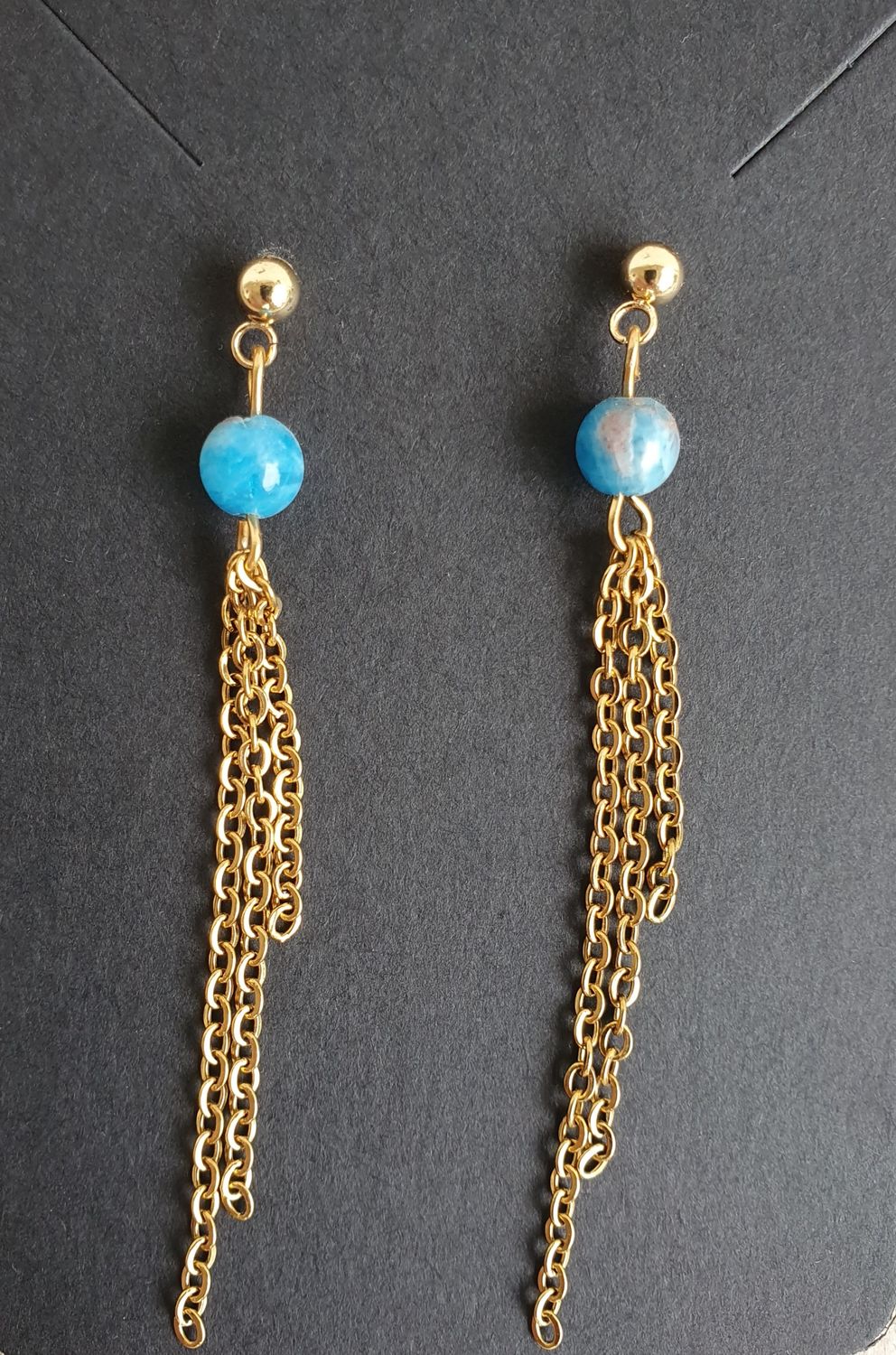 Boucles d&#39;Oreilles Classique chic Apatite Doré
