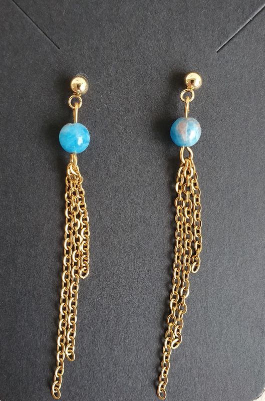 Boucles d&#39;Oreilles Classique chic Apatite Doré
