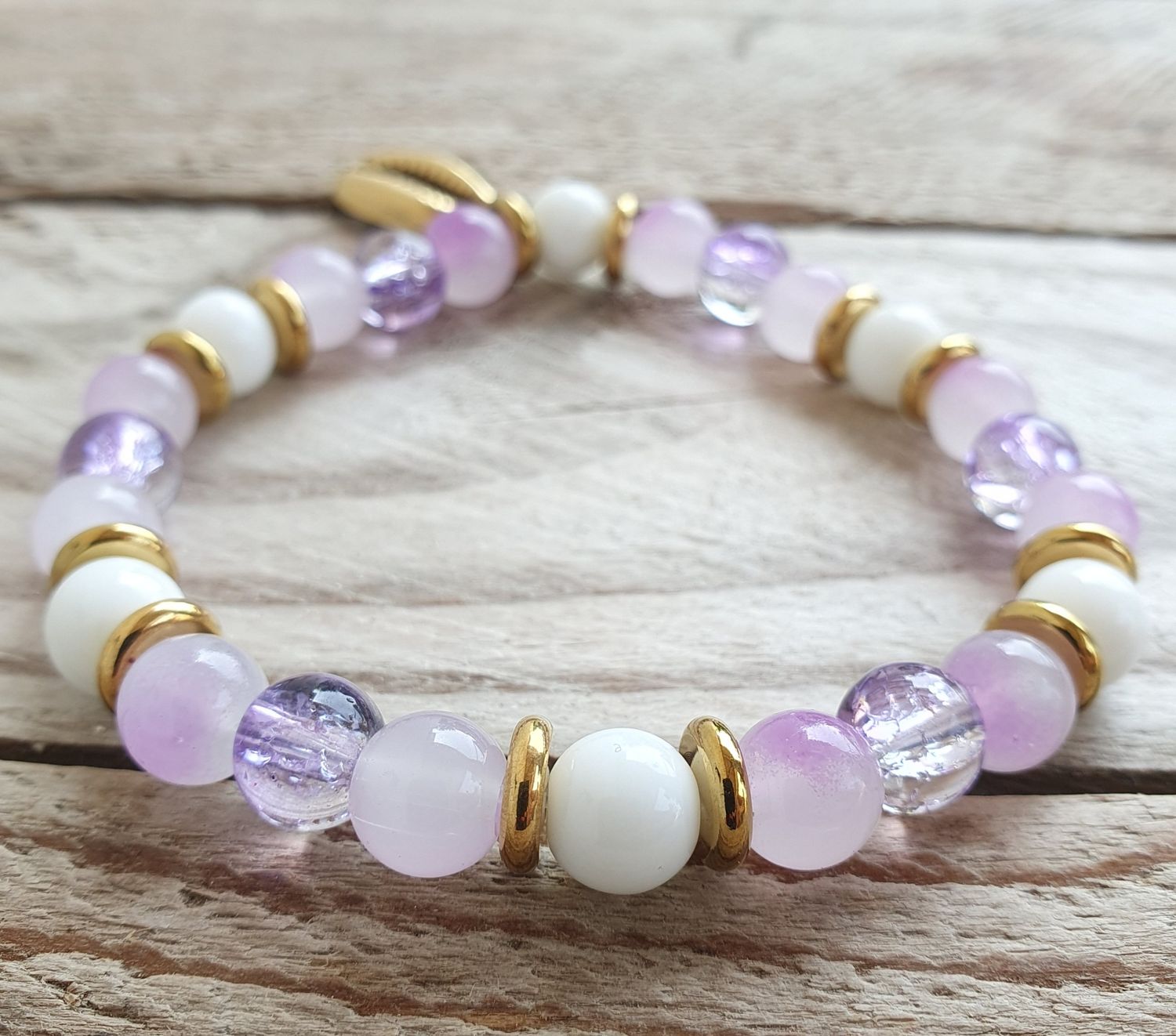 Bracelet Perle de Verre Parma et Agate Blanche