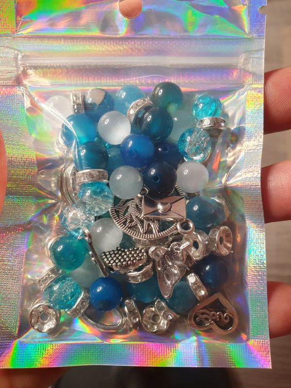 Pack Agate bleue, Oeil de chat et perle de verre