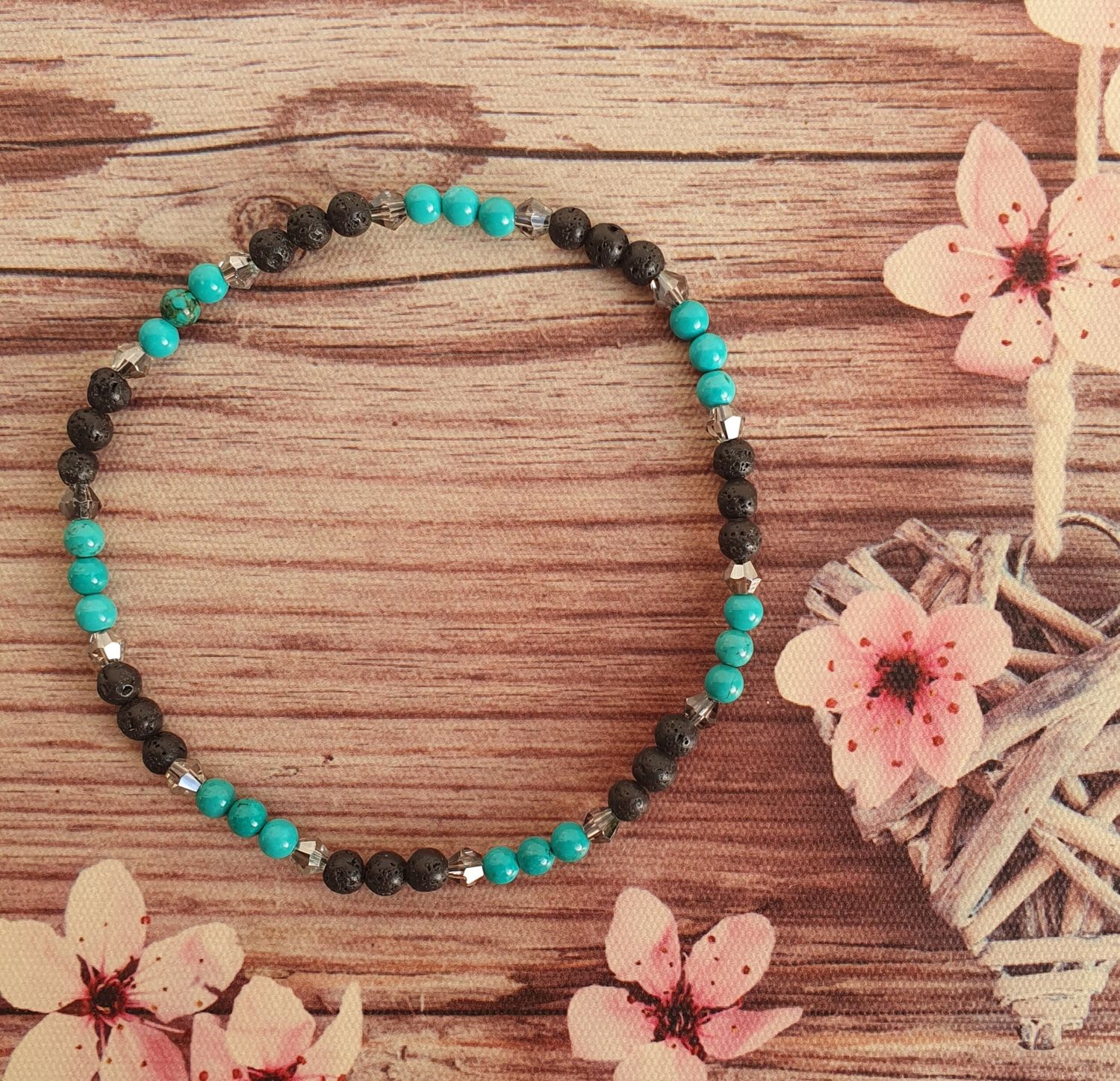 Bracelet de Cheville Easy  Turquoise &amp; Pierre de Lave