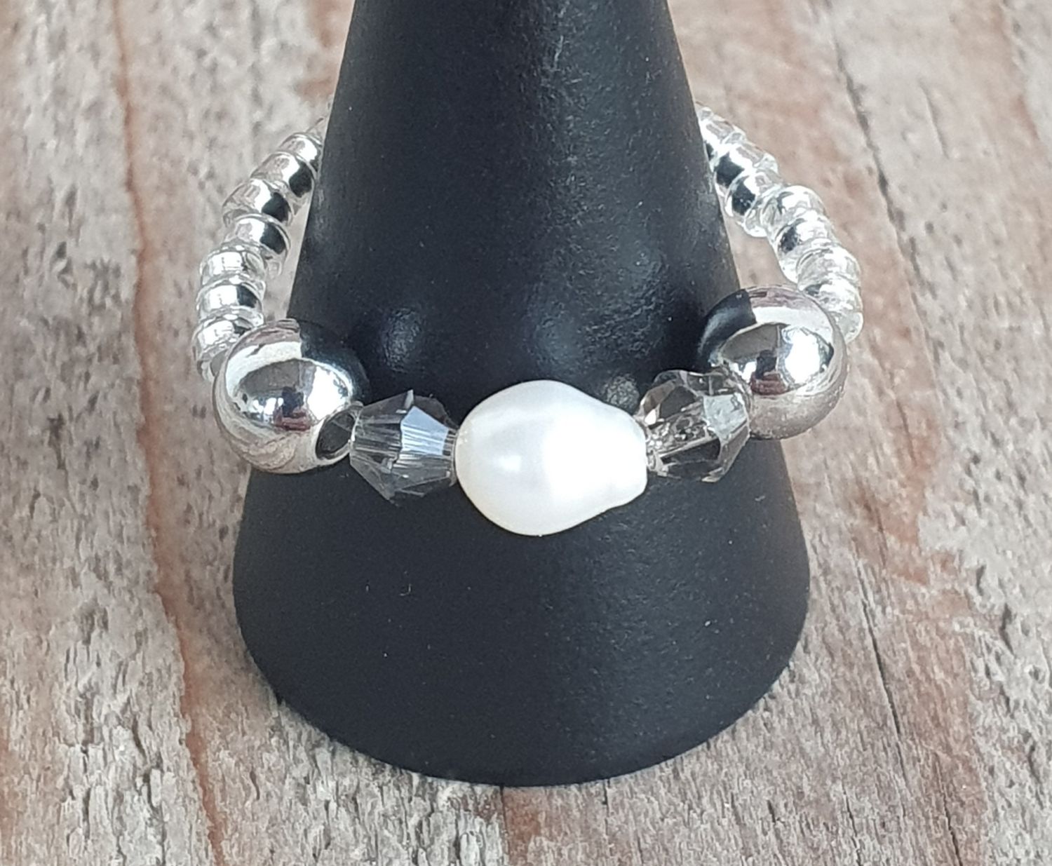 Bague PERLA perle d&#39;eau douce Naturelle Argenté Shine