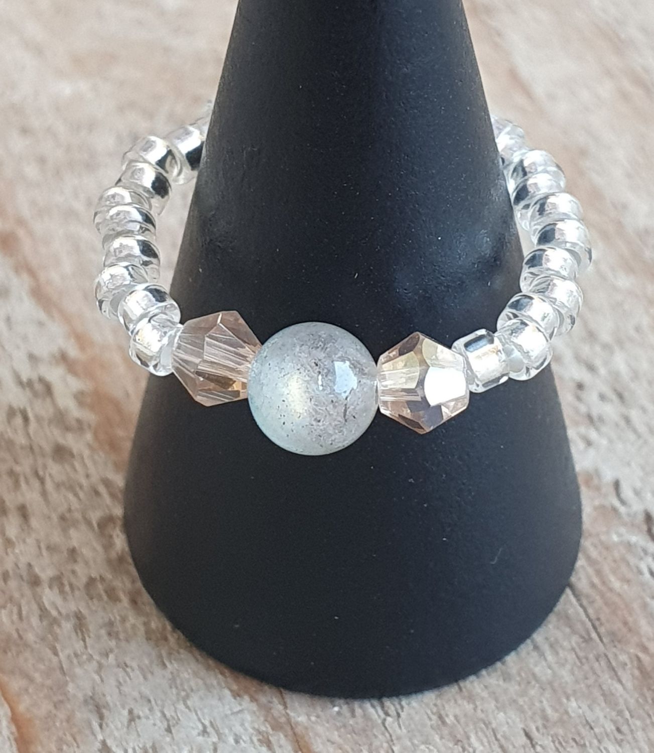 Bague Extensible Labradorite Rosé Bleuté