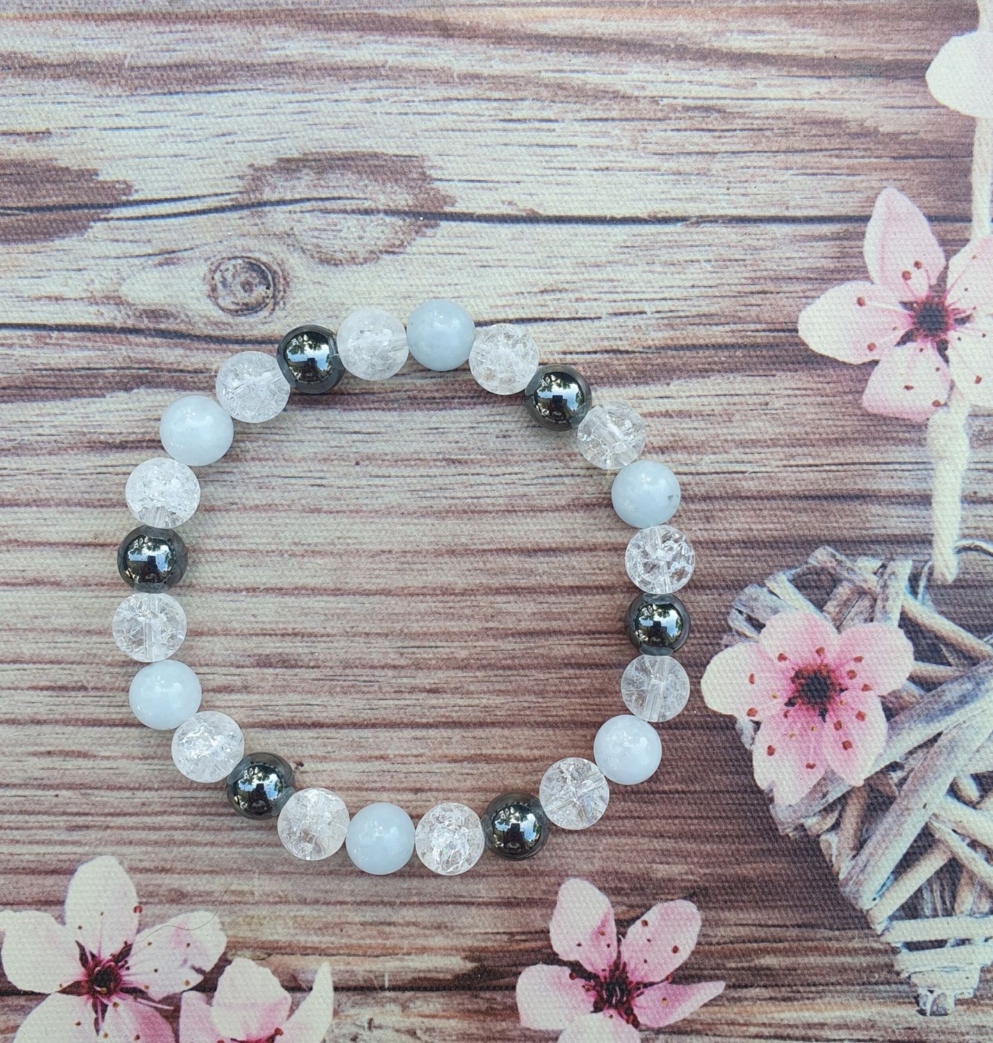 Bracelet Anti coup de soleil  Aigue Marine 8mm
