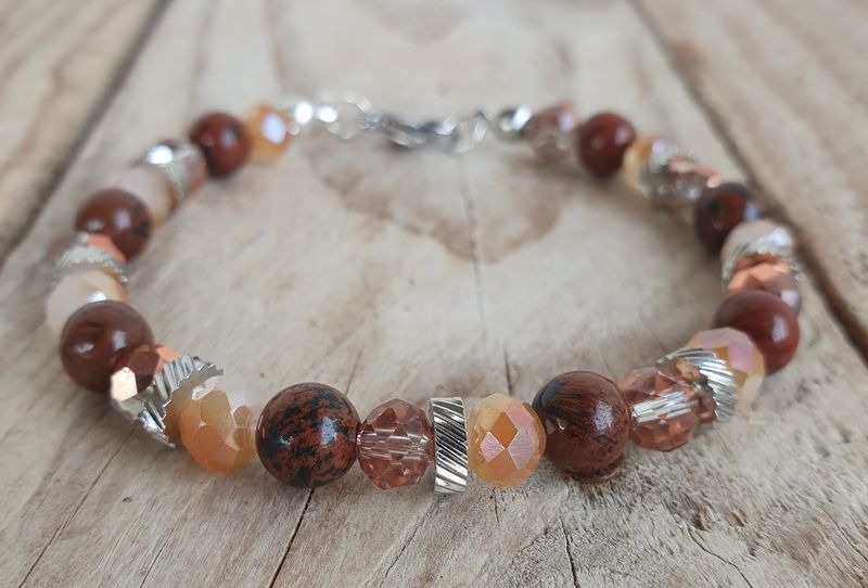 Le Trompe l&#39;oeil Mahogany &amp; Perles de verre 6mm