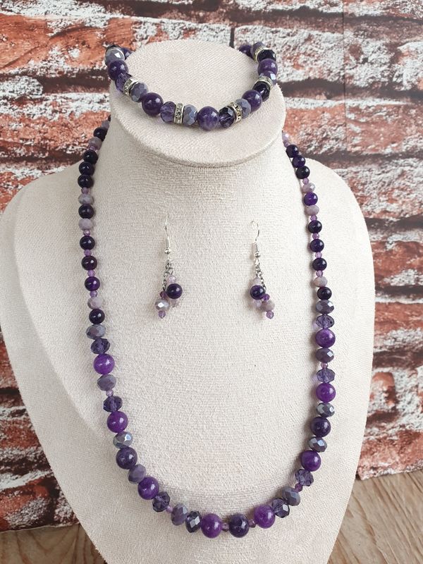 Parure Lépidolite &amp; Amethyste