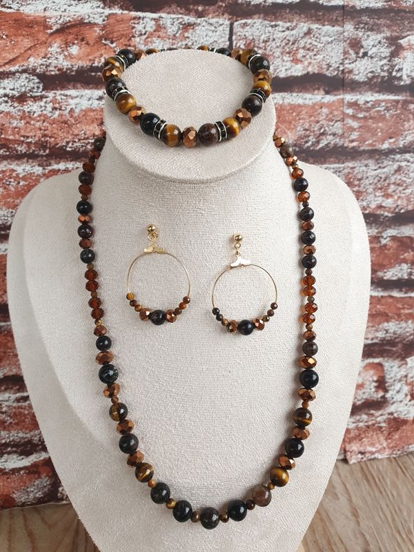 Parure Biotite Mica &amp; Oeil de Tigre