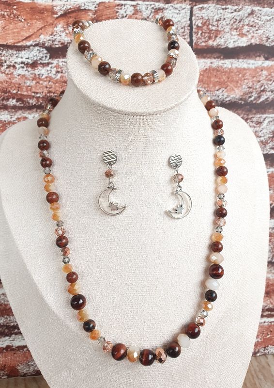 Parure Obsidienne Mahogany &amp; Oeil de Taureau