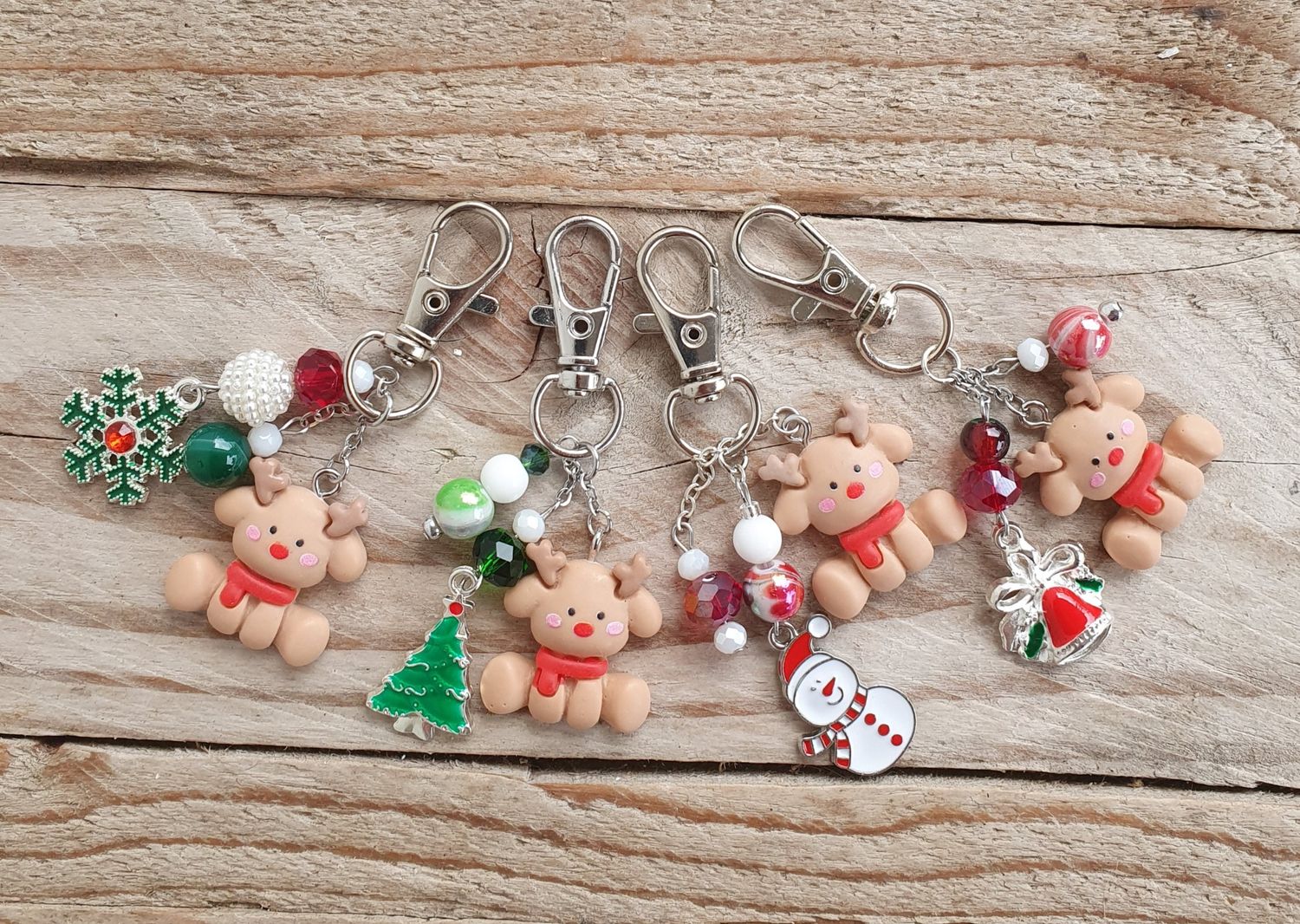 Petit Renne de Noël Argenté : Bijoux de sac ou Porte clés Noël 