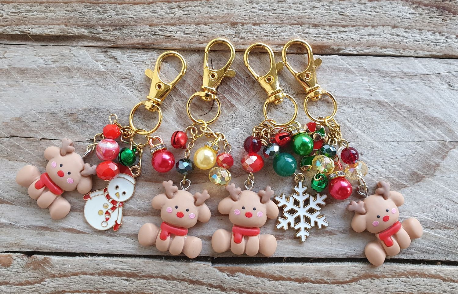 Petit Renne de Noël Doré : Bijoux de sac ou Porte clés Noël 