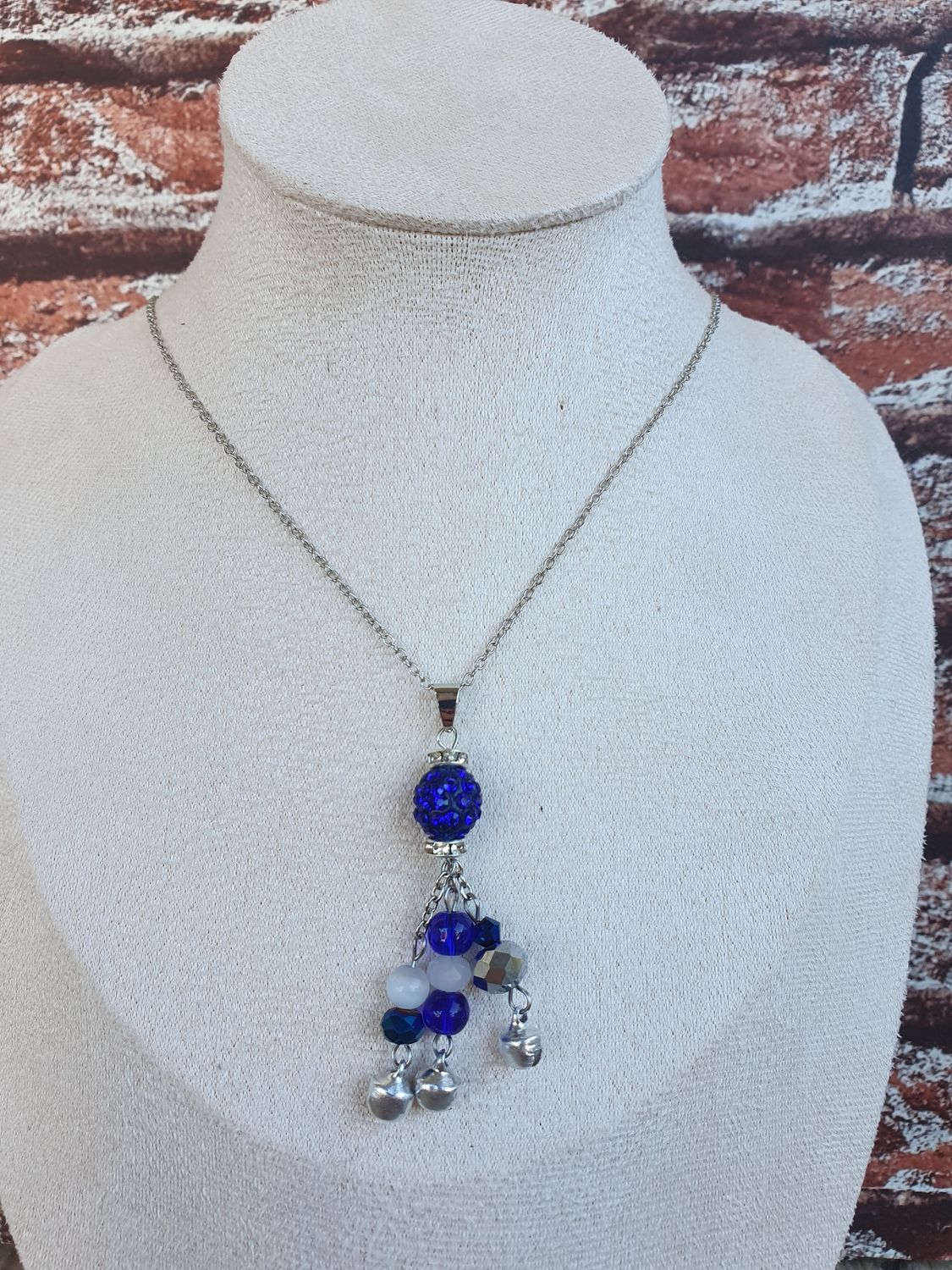 Pendentif Pépite Strass bleu