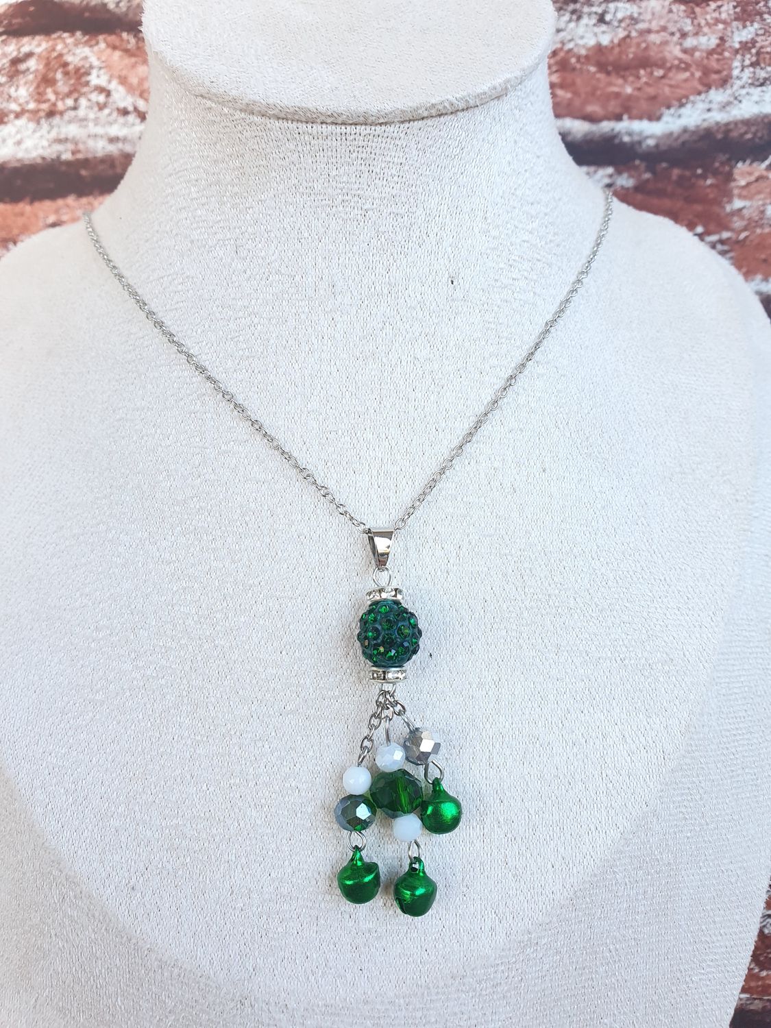 Pendentif Pépite Strass Vert