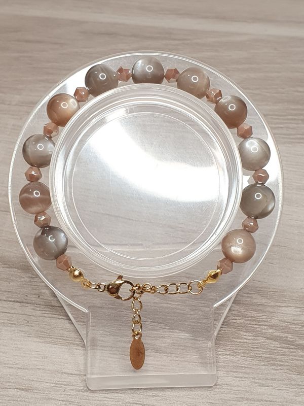 Bracelet Pierre de Lune Brune qualité AA