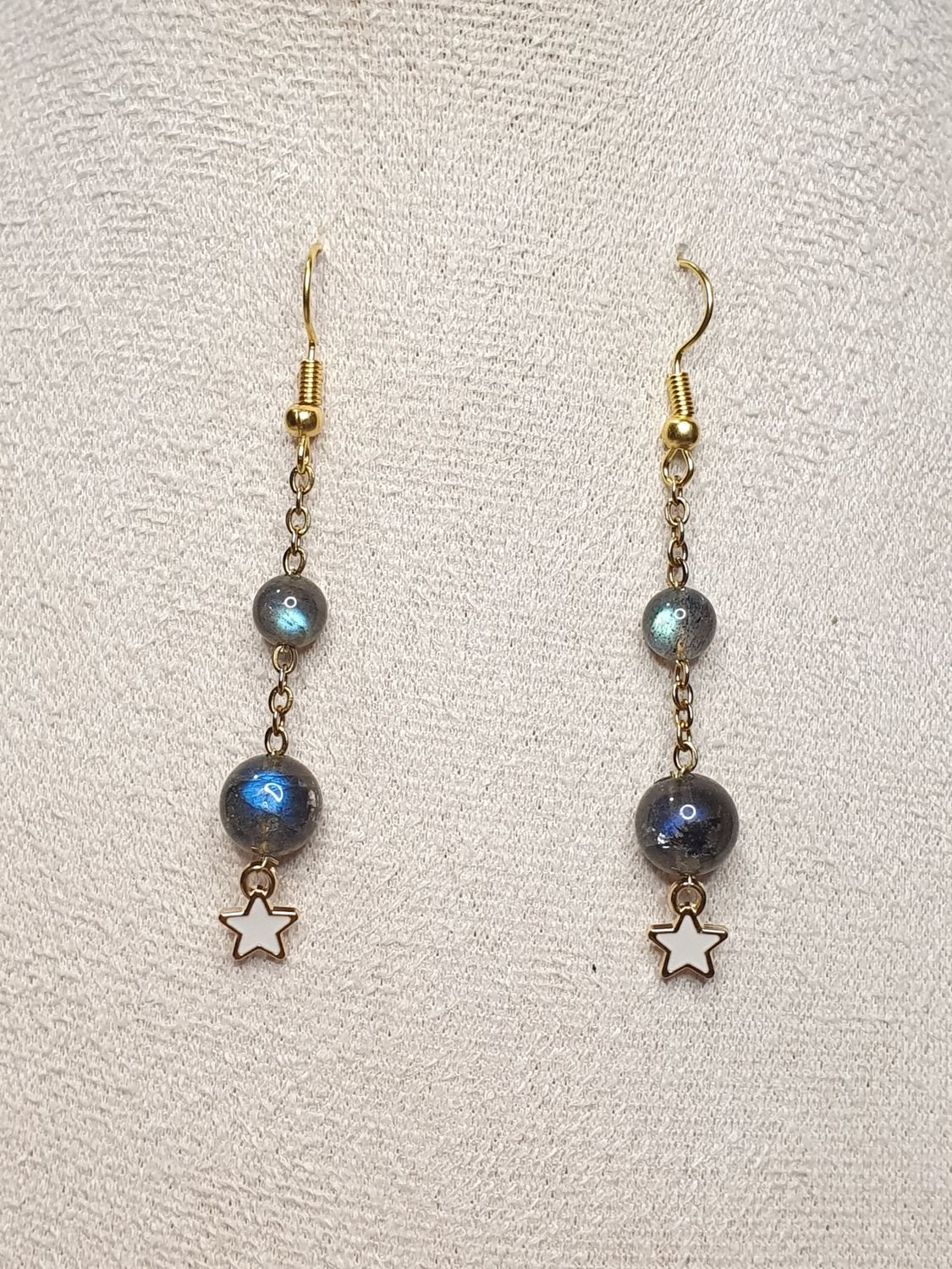 Boucles d&#39;oreilles Etoile Duo Labradorite  Extra AAA