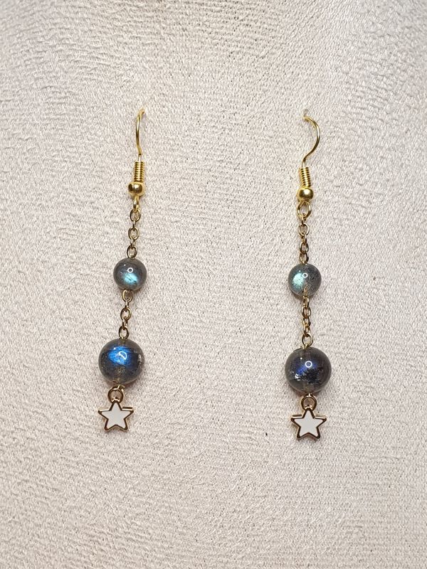 Boucles d&#39;oreilles Etoile Duo Labradorite  Extra AAA
