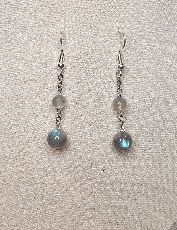 Boucles d&#39;oreilles Duo Labradorite Extra AAA