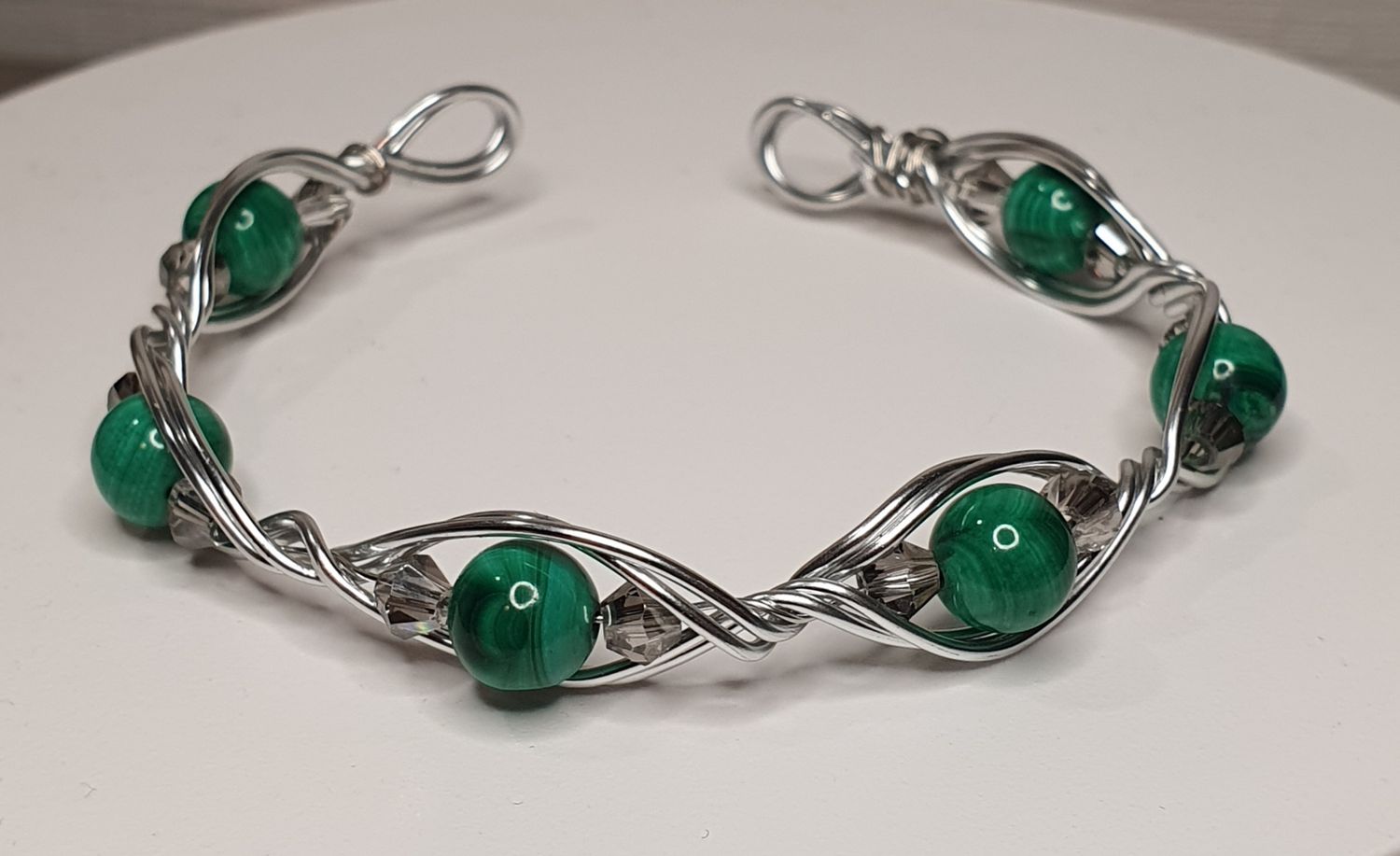 Bracelet Elfique Malachite AA Argenté
