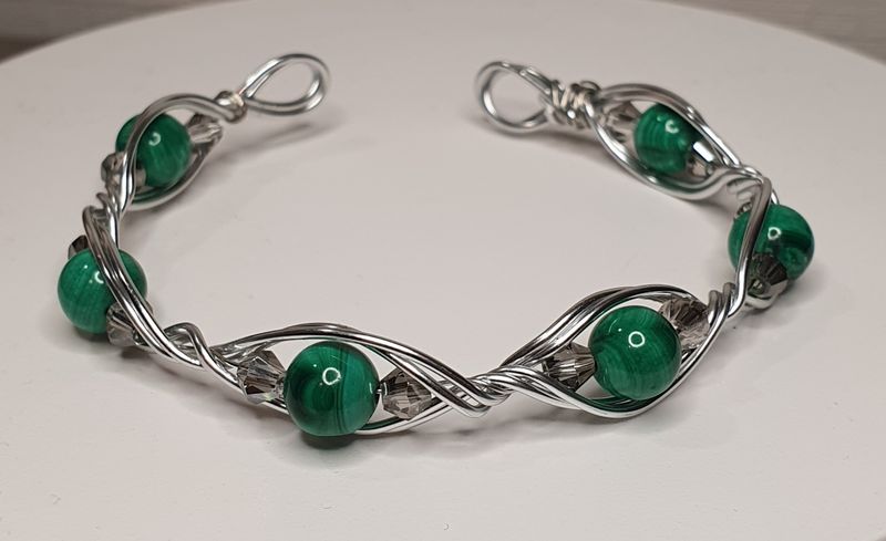 Bracelet Elfique Malachite AA Argenté
