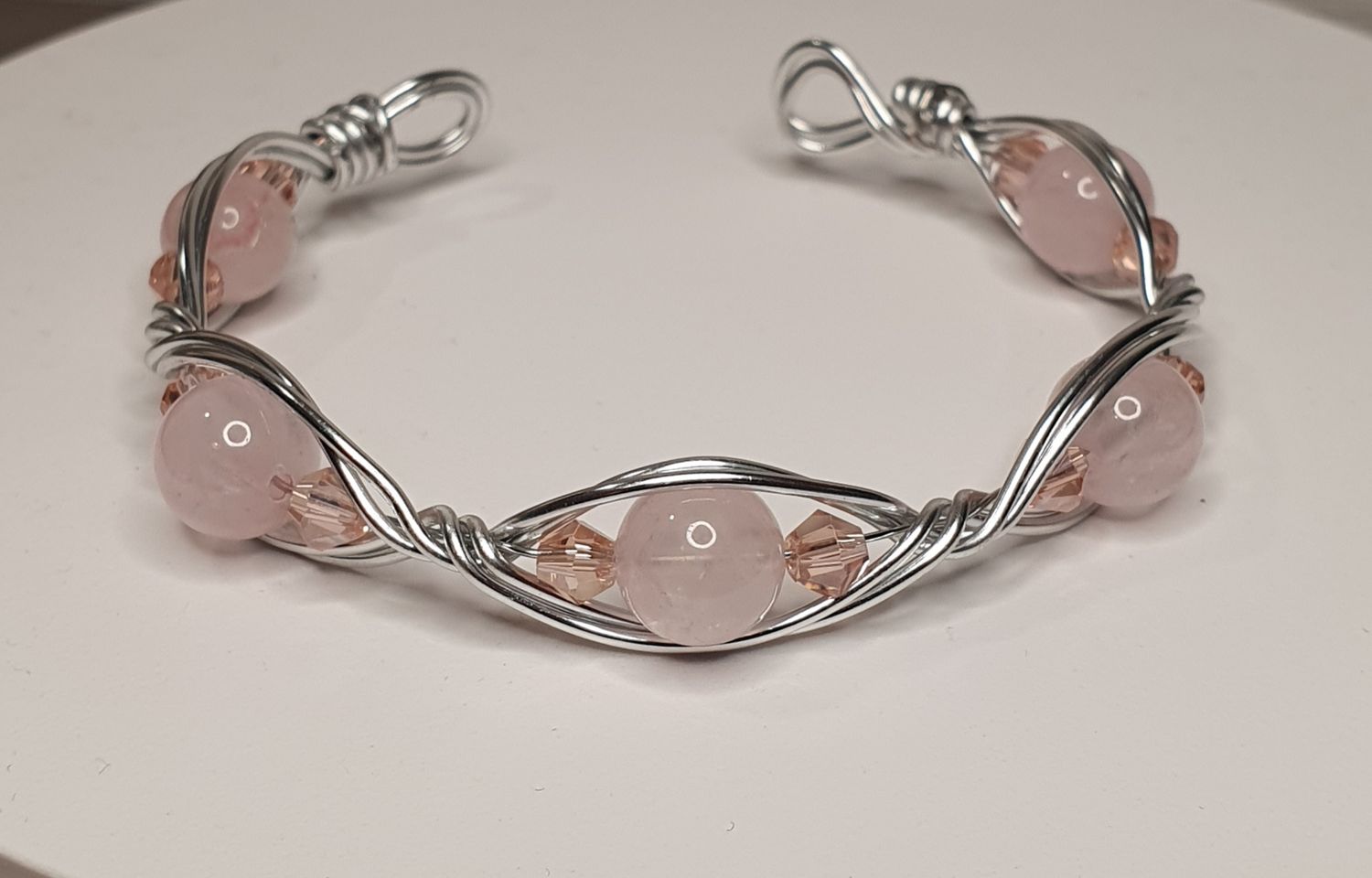 Bracelet Elfique Quartz Rose Argenté