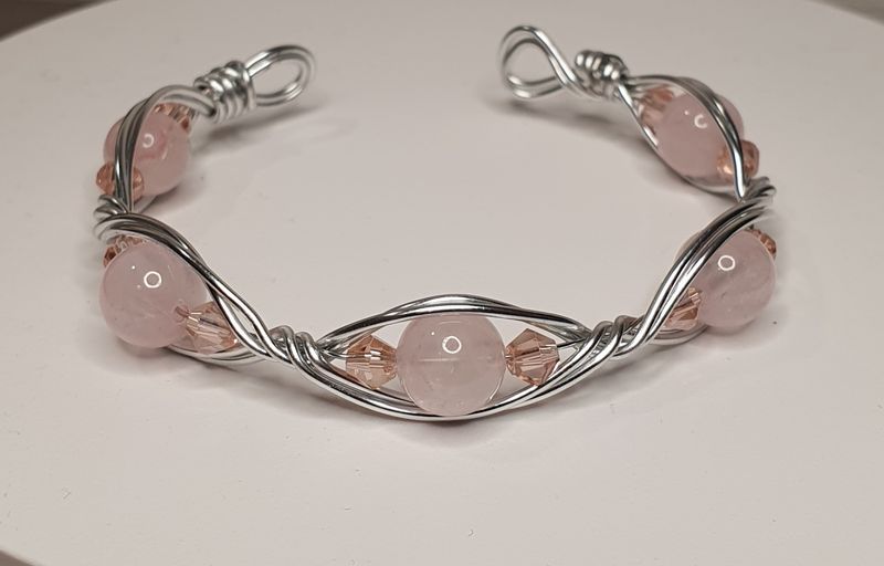 Bracelet Elfique Quartz Rose Argenté