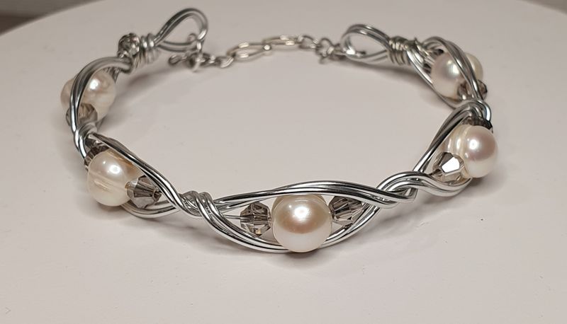 Bracelet Elfique Perle d'eau douce Argenté