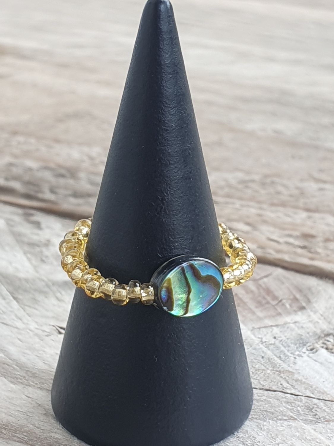 Bague extensible Nacre Abalone Ovale