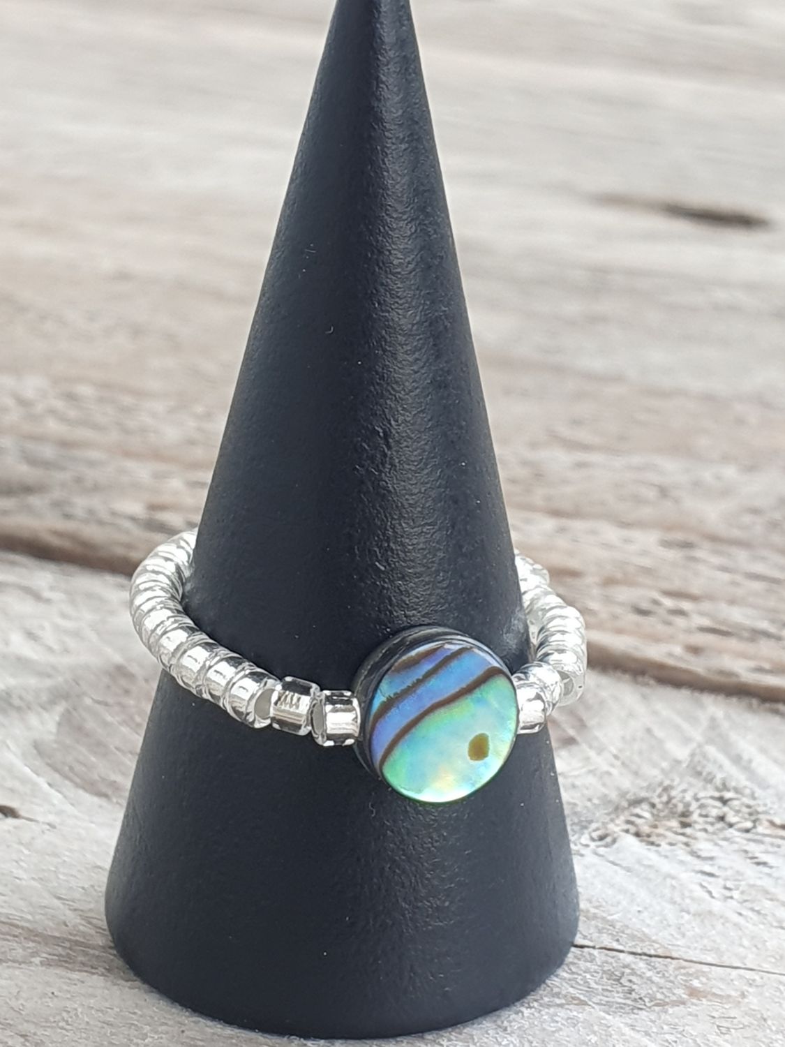 Bague extensible Nacre Abalone Ronde