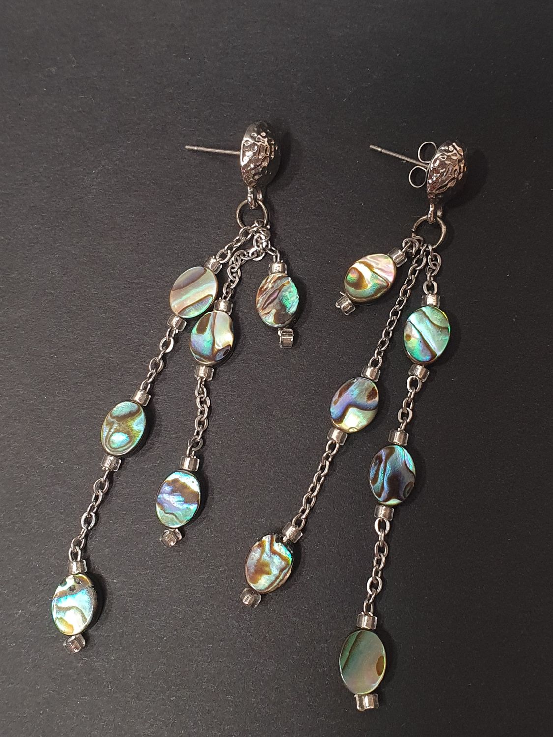 Boucles d'Oreilles Nacre Abalone Pendantes