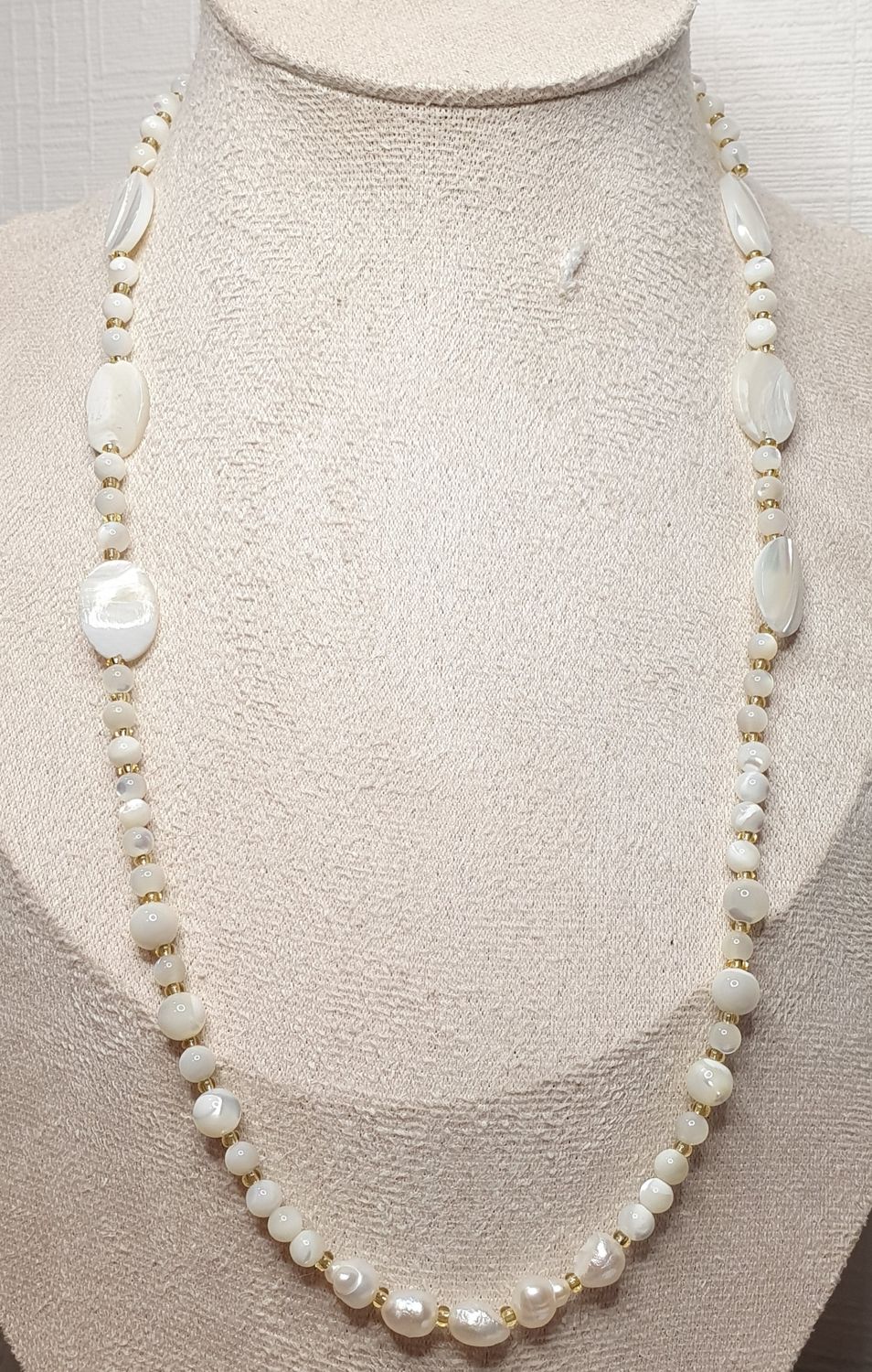 Collier "PERLA" Perle D'eau douce &amp; Nacre Ivoire