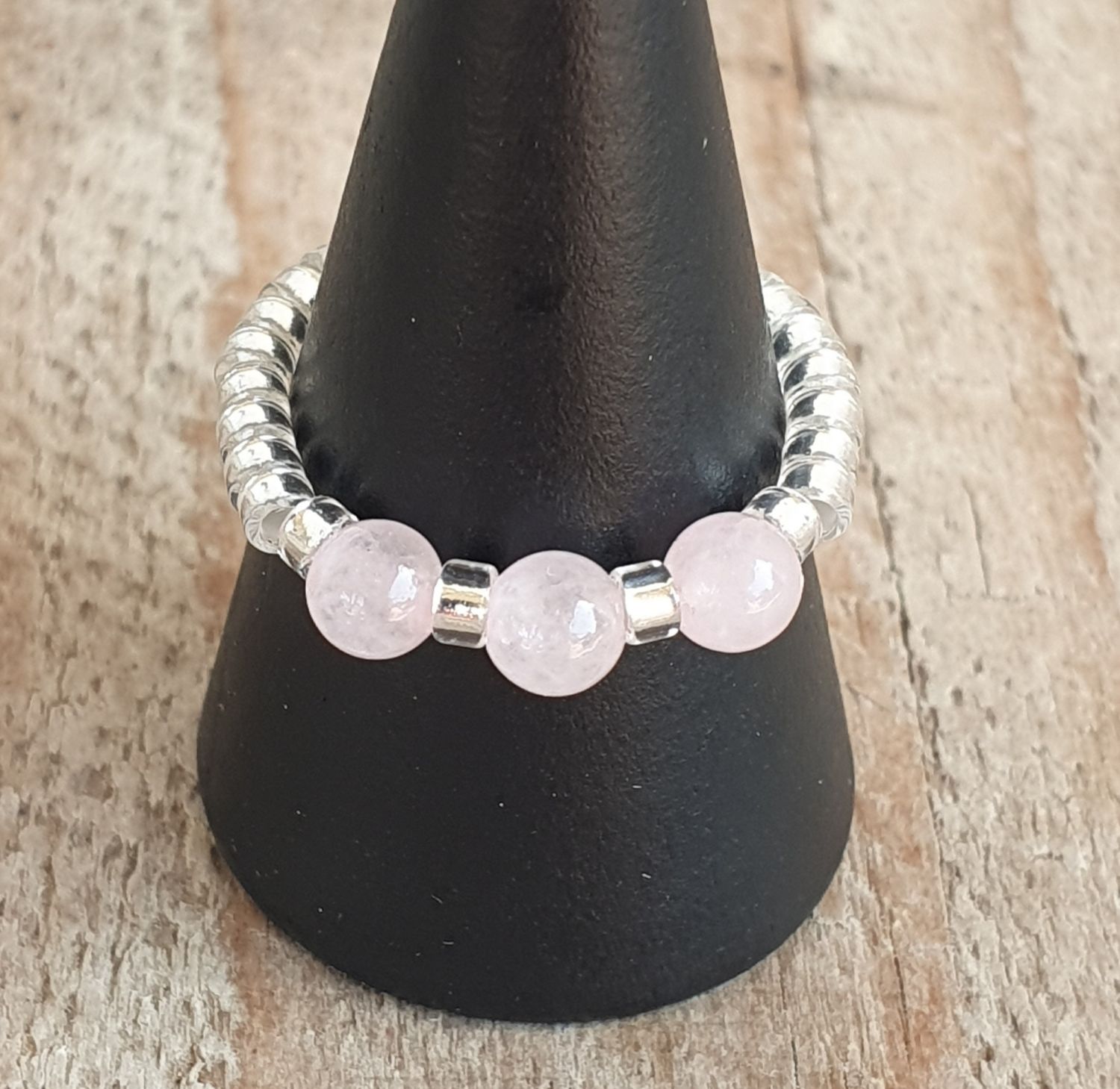 Bague  Extensible Quartz Rose 4mm