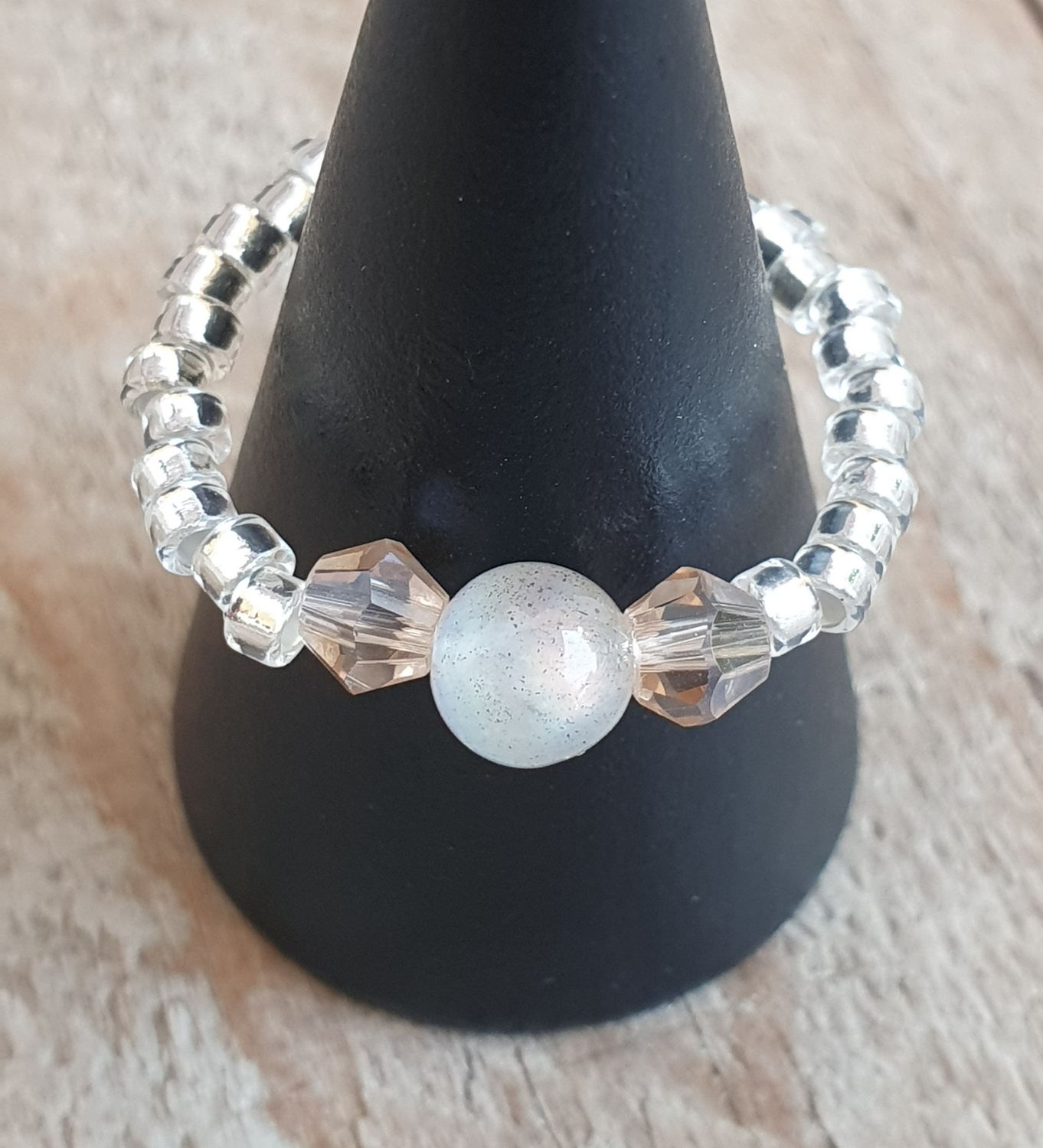 Bague Extensible Labradorite Rosé Doré