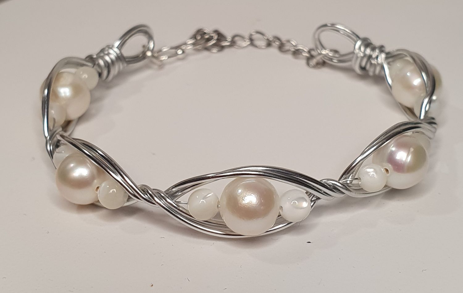 Bracelet Elfique Perle de culture d'eau douce Argenté