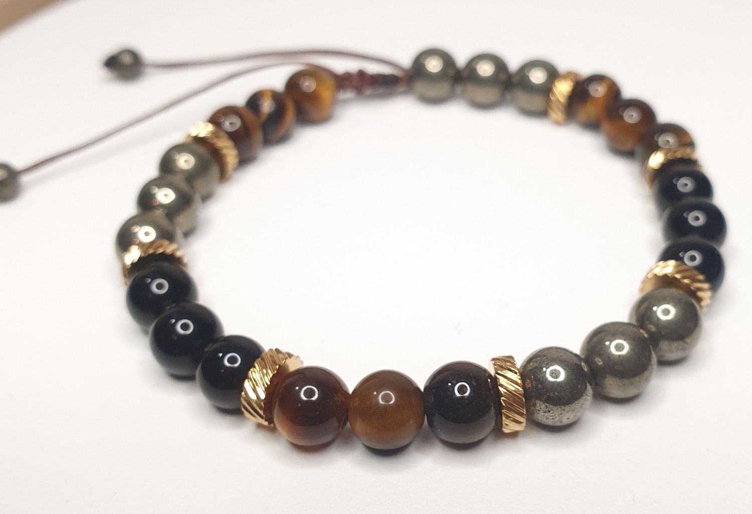 Bracelet Homme "Guerison", 6mm, Réglable 16-21cm