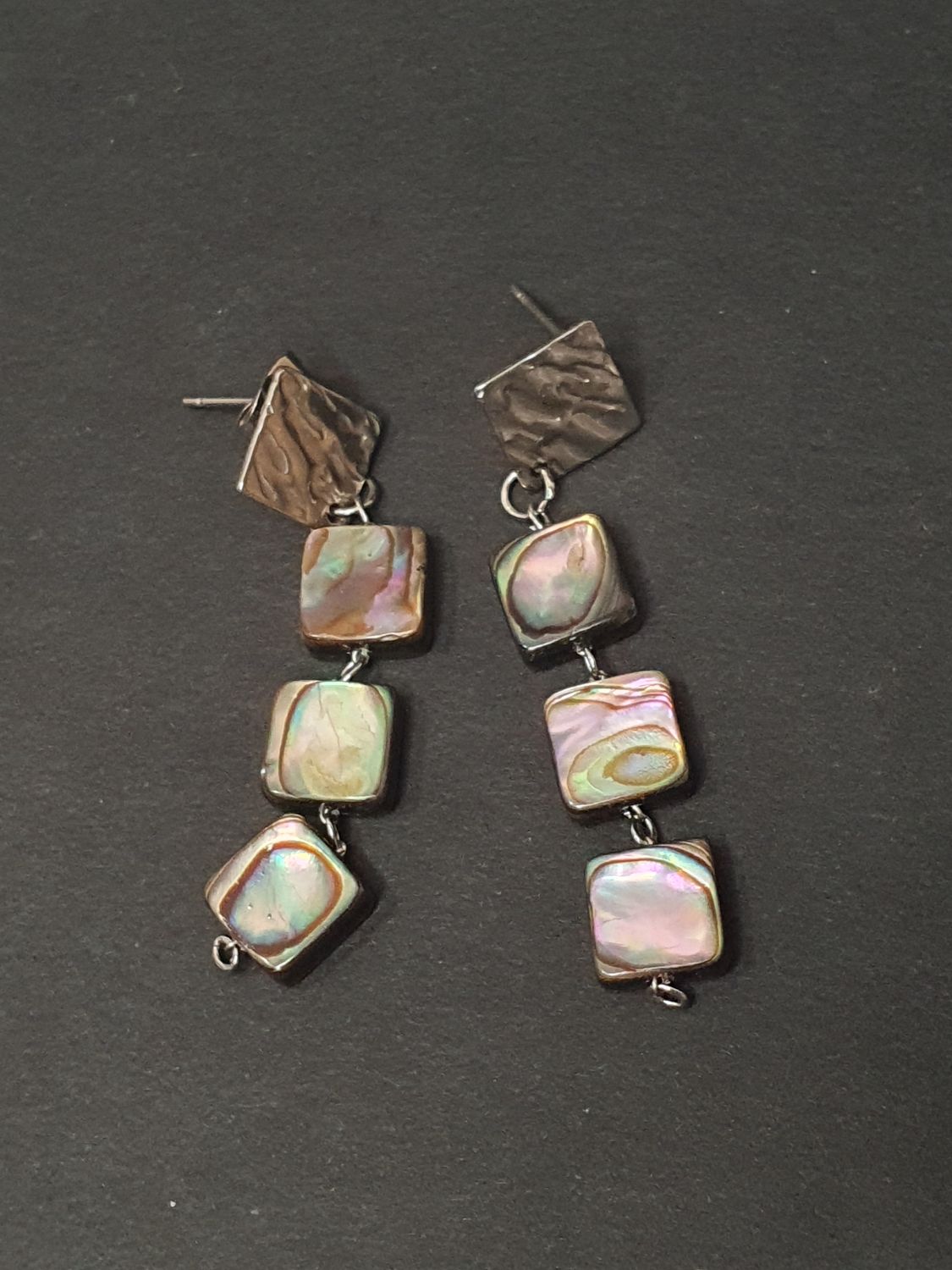 Boucles d'Oreilles Nacre Abalone Carré 