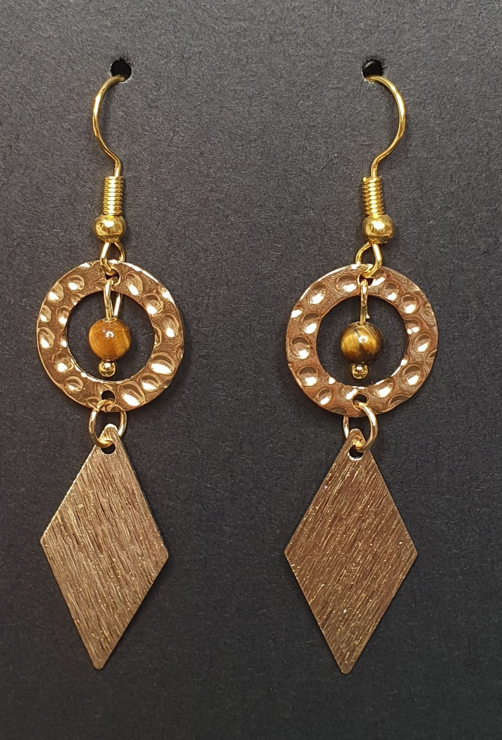 Boucles d'oreilles Oeil de tigre 4mm