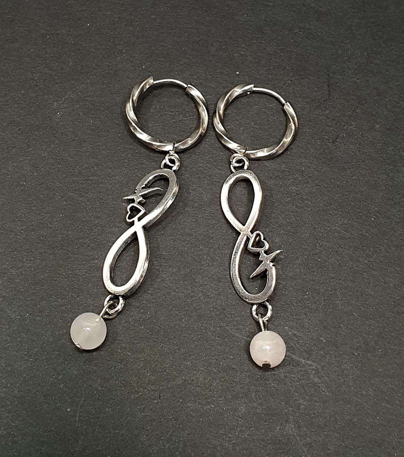 Boucles d'oreilles Quartz rose infini 6mm