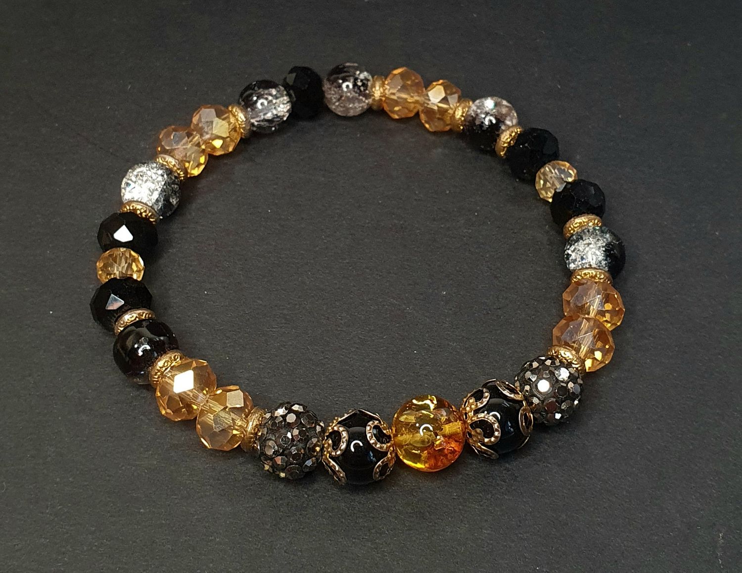 Bracelet P'tits Plaisirs Ambre &amp; Perles de verre 8mm