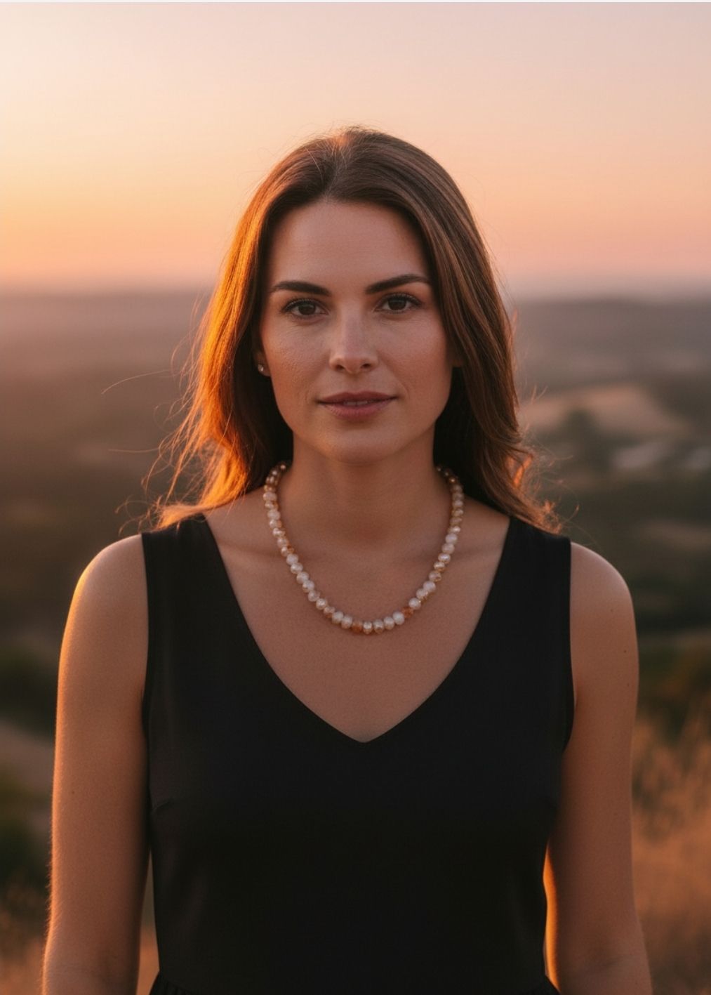 Collier Perles de verre bicolore Pêche Abricot