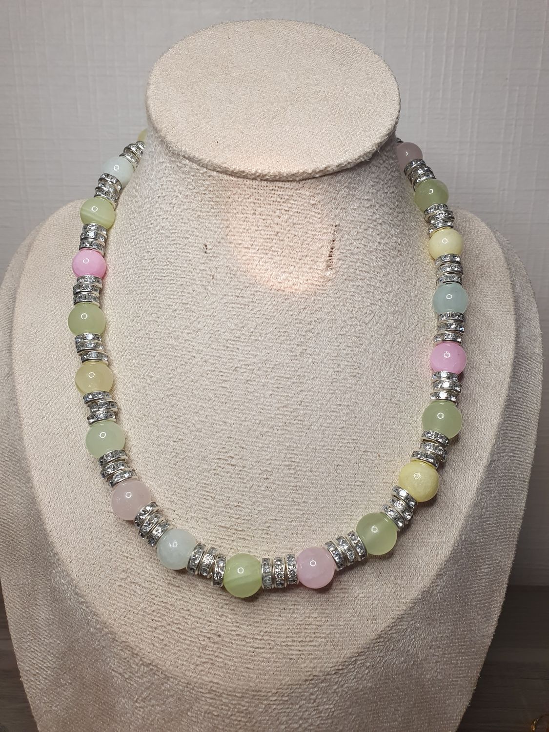 Collier strass jade candyfrutti argenté 