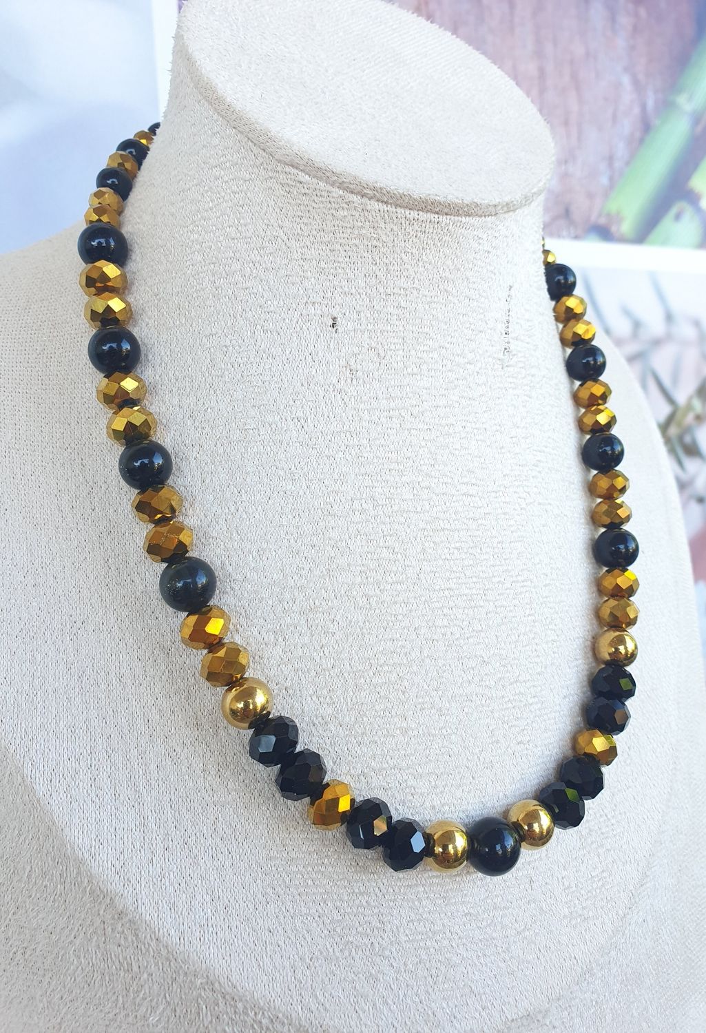 Collier Gold &amp; Black 8mm