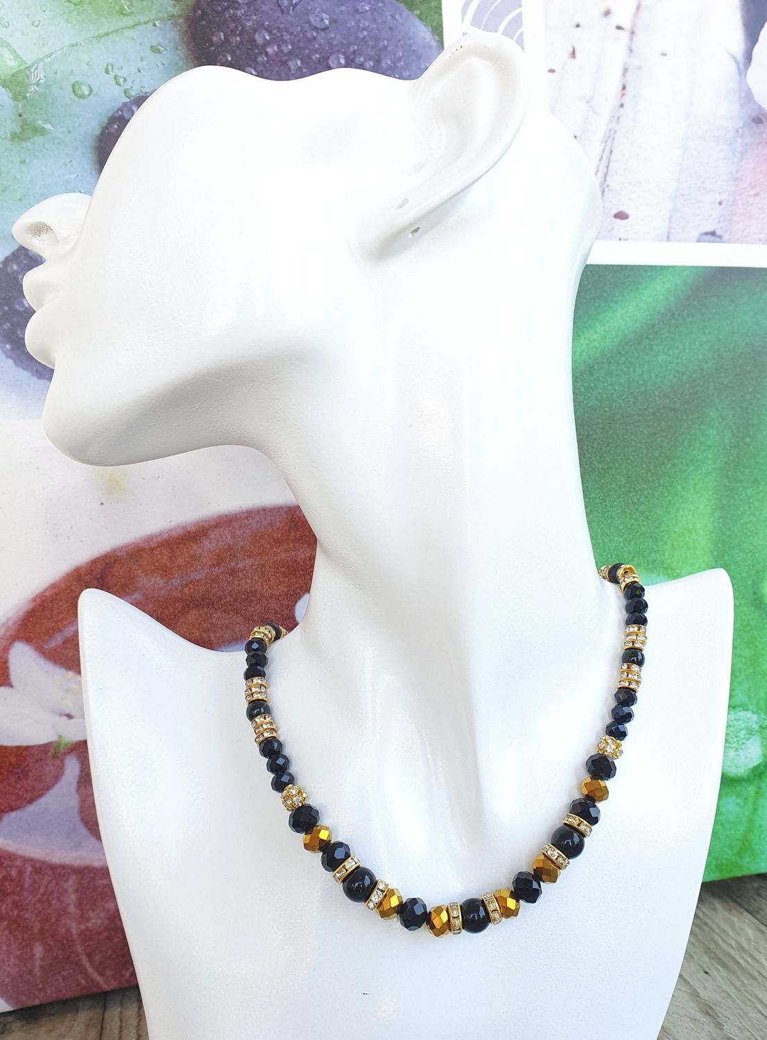 Collier Black &amp; Gold 8-6mm