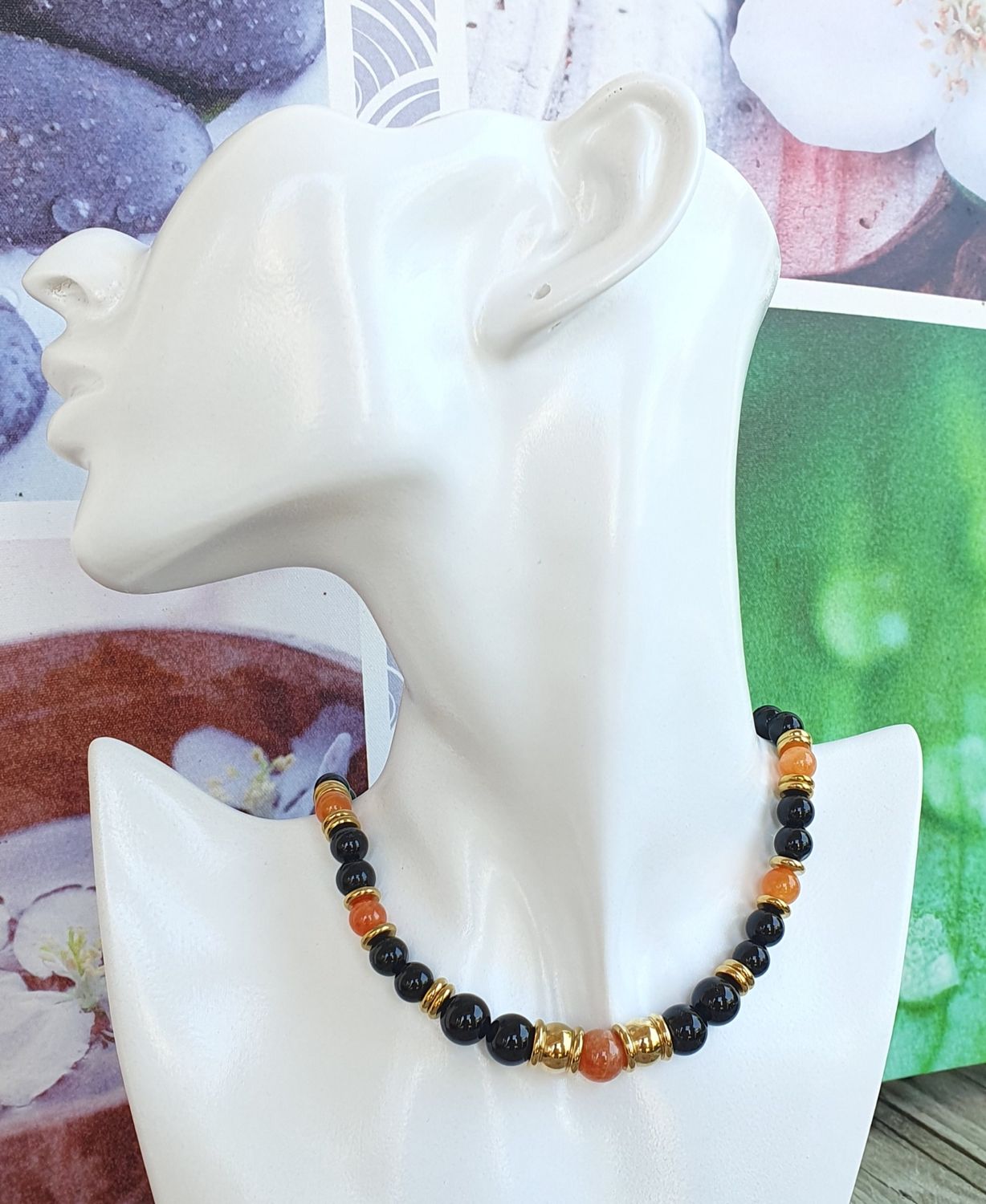 Collier Noir Orange 6,8,10mm