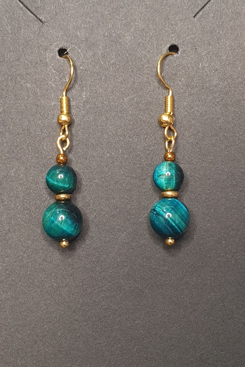 Boucles d'oreilles Oeil de tigre Bleu