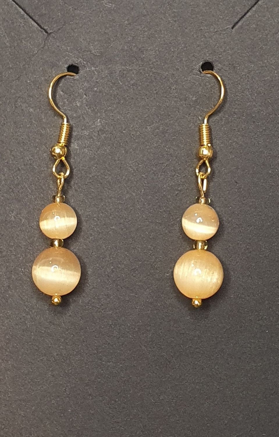 Boucles d'oreilles Duo sélénite oeil de chat Orange 