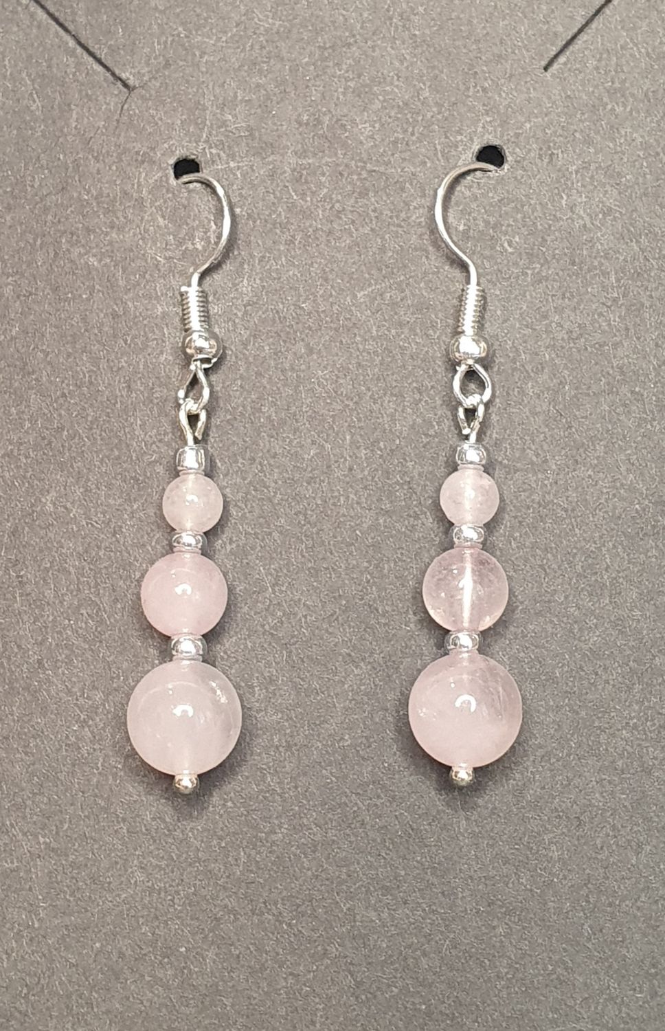 Boucles d'oreilles trio quartz rose naturel