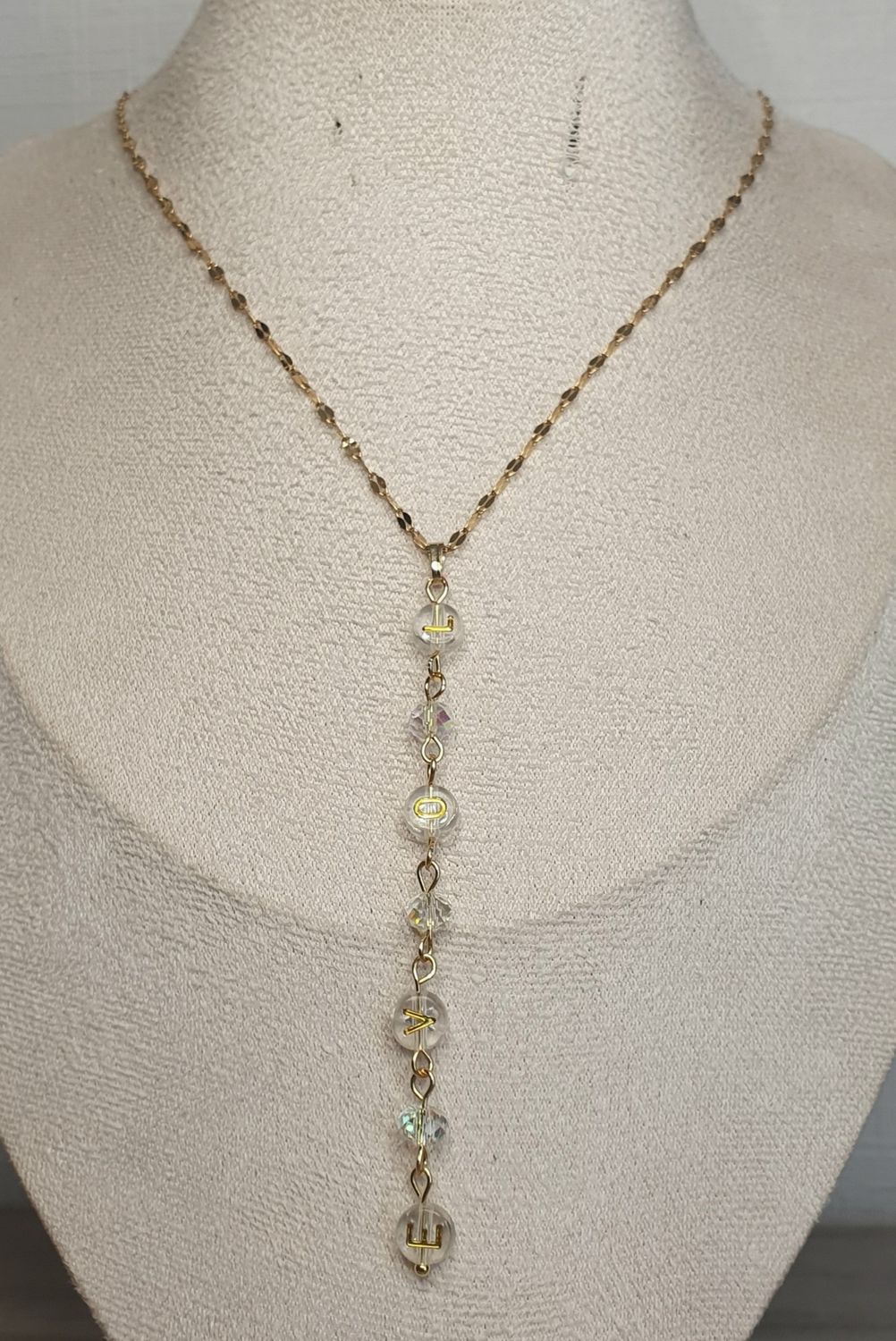 Collier Y Love Acier inoxydable 304 doré 