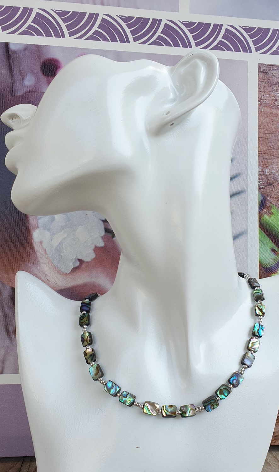 Collier Nacre Abalone rectangulaire