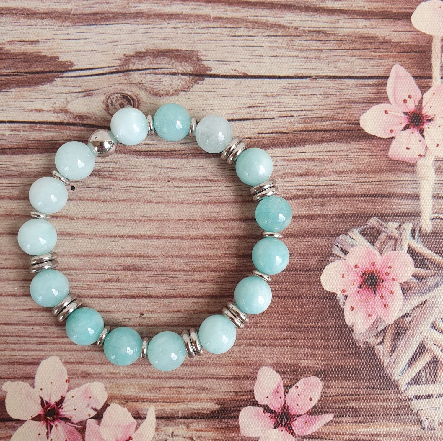Bracelet Jade Teintée Bleu 10mm