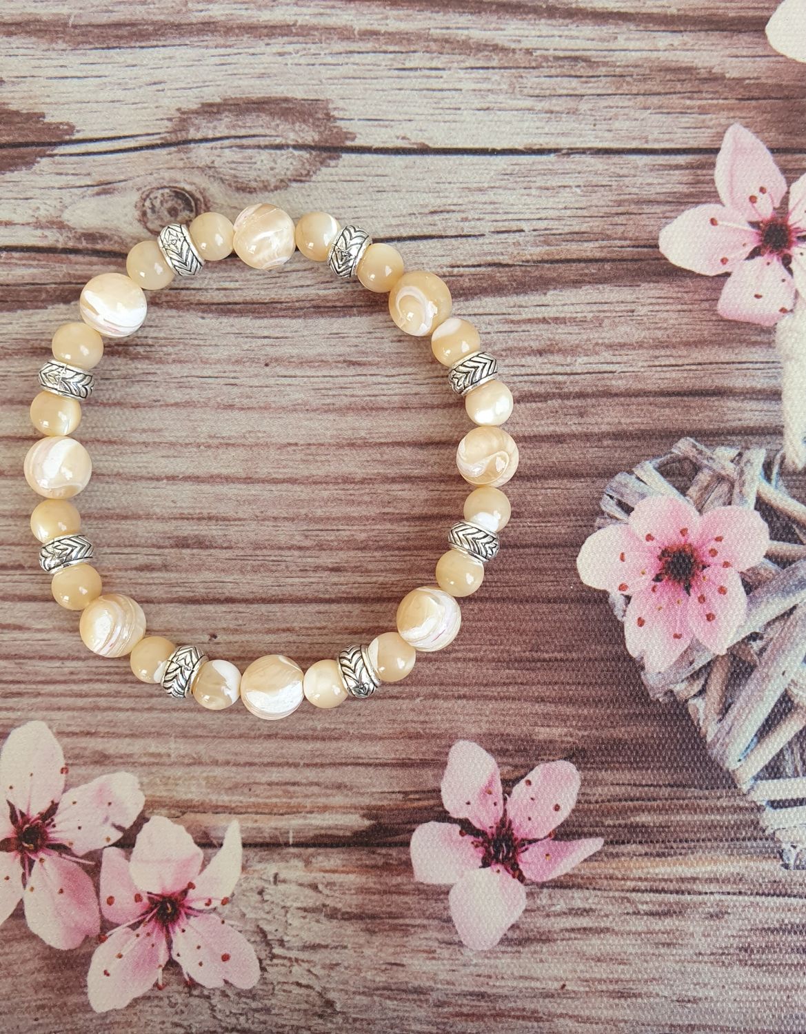 Bracelet 8mm Nacre caramel 